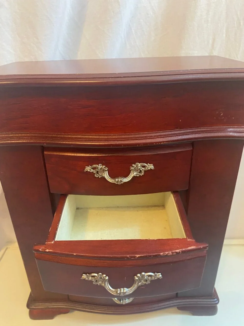Vintage Croft & Barrow Wooden Jewelry Armoire JX2502 Mirror 4 Drawers